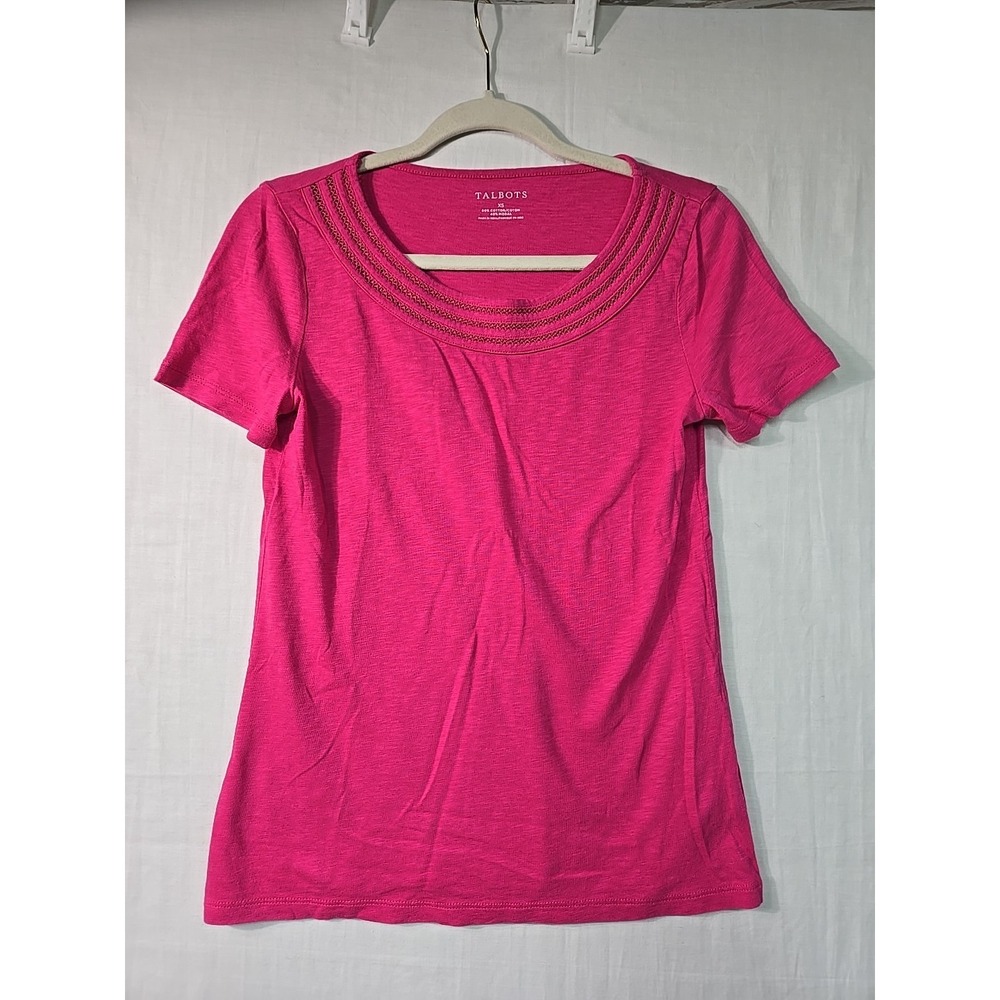 Talbot's Women's‎ XS Solid Pink Scoop Neck Short Sleeve T-Shirt Cotton Modal